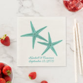 Serviette En Papier Blue Green Starfish Couple Mariage (En situation)