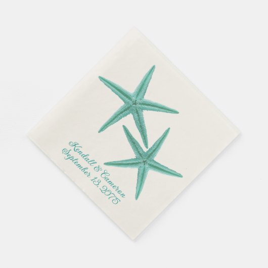 Serviette En Papier Blue Green Starfish Couple Mariage (Coin)