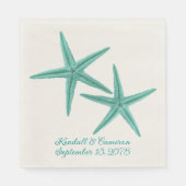 Serviette En Papier Blue Green Starfish Couple Mariage (Devant)