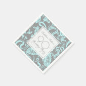 Serviette En Papier Blue Grey Floral 90e Anniversaire Papier de fête N (Coin)