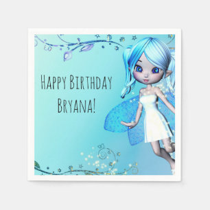 Serviette En Papier Blue Haired Fairy Girls Fête d'anniversaire