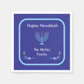 Serviette En Papier Blue HANUKKAH Menorah Customize NAME (Devant)