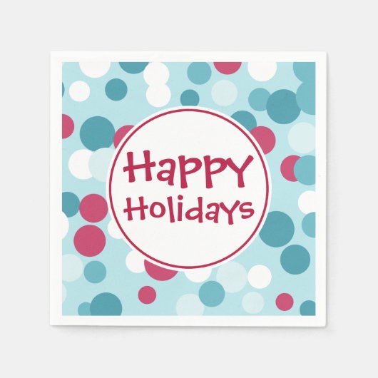 Serviette En Papier Blue Happy Holidays Napkins (Devant)