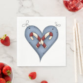 Serviette En Papier Blue Heart with Candy Canes Country Christmas (En situation)
