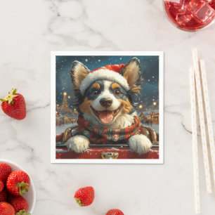 Serviette En Papier Blue Heeler Dog Roller Dessous de verre Noël