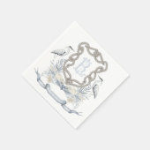 Serviette En Papier Blue Heron Rope Monogram Crest (Coin)