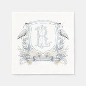 Serviette En Papier Blue Heron Specialty Monogram Crest (Devant)
