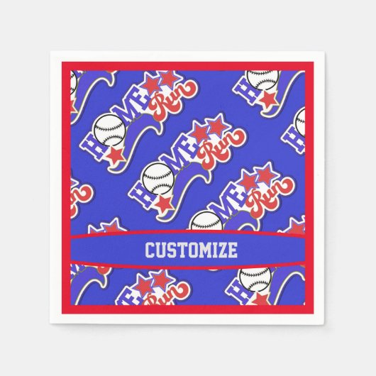 Serviette En Papier Blue Home Run Baseball (Devant)