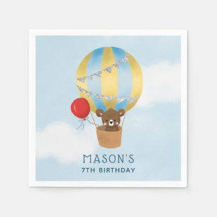 Serviette En Papier Blue Hot Air Balloon Boy Anniversaire