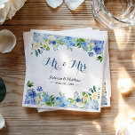 Serviette En Papier Blue Hydrangea Aquarelle Floral Mr & Mrs Mariage<br><div class="desc">Personnalisez ce "Blue Hydrangea Watercolor Floral Mr & Mrs Papier Mariage Napkin" pour ajouter une touche spéciale. Ce design de haute qualité est facile à customiser pour être le vôtre ! (1) Pour plus de personnalisation, cliquez sur le bouton "Personnaliser" et utilisez notre outil de conception pour modifier ce modèle....</div>
