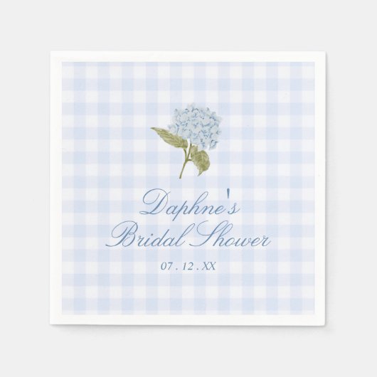 Serviette En Papier Blue Hydrangea Bridal Shower (Devant)