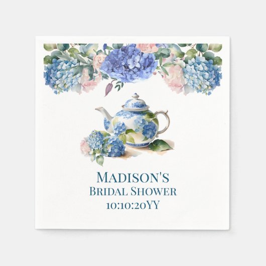Serviette En Papier Blue Hydrangea Bride Tea Party (Devant)