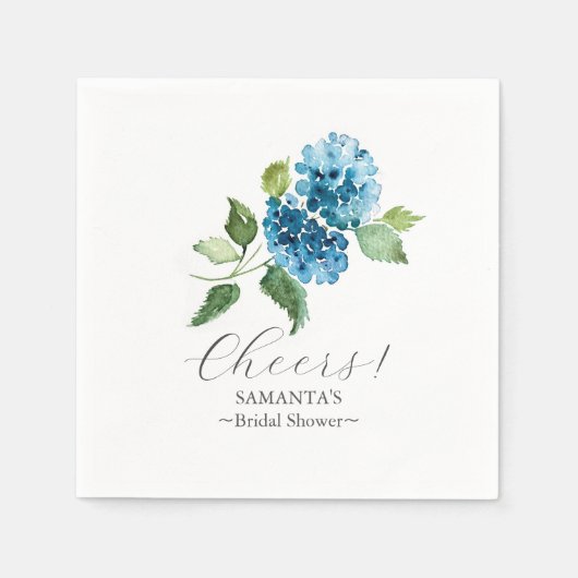 Serviette En Papier Blue Hydrangea Cocktail Napkins (Devant)