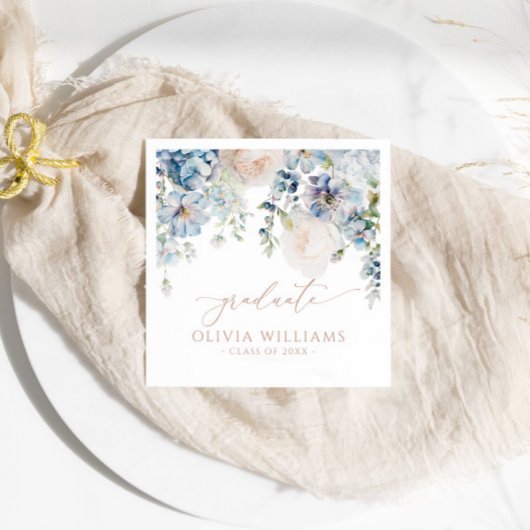 Serviette En Papier Blue Hydrangea Fleurs de Graduation Party Napkins
