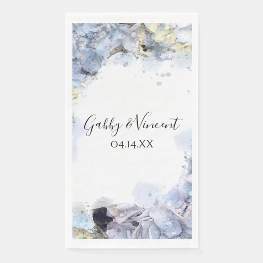 Serviette En Papier Blue Hydrangea Fleurs Mariage d'aquarelle (Devant)