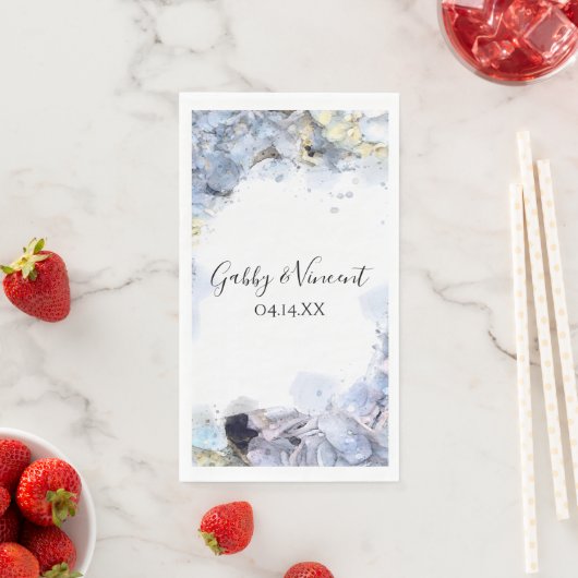 Serviette En Papier Blue Hydrangea Fleurs Mariage d'aquarelle (En situation)