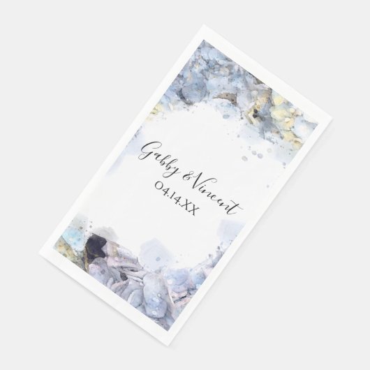 Serviette En Papier Blue Hydrangea Fleurs Mariage d'aquarelle (Coin)