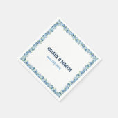Serviette En Papier Blue Hydrangea Floral Border Wedding Personalized (Coin)