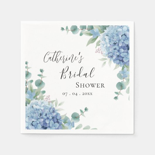 Serviette En Papier Blue Hydrangea Floral Bridal Shower (Devant)