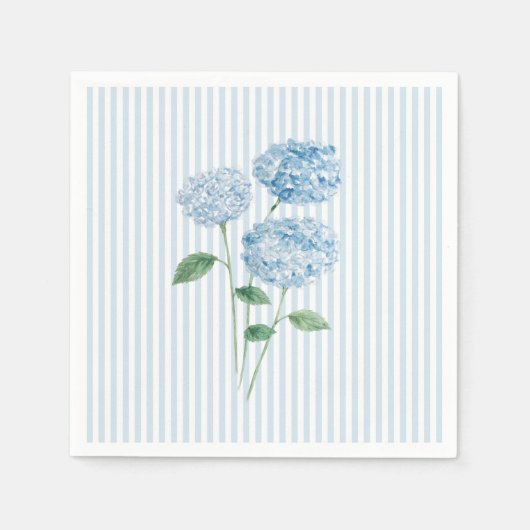 Serviette En Papier Blue Hydrangea Flower Custom Wedding Blue Stripe (Devant)