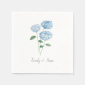 Serviette En Papier Blue Hydrangea Flower Custom Wedding Monogram  (Devant)