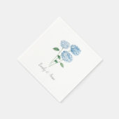 Serviette En Papier Blue Hydrangea Flower Custom Wedding Monogram  (Coin)