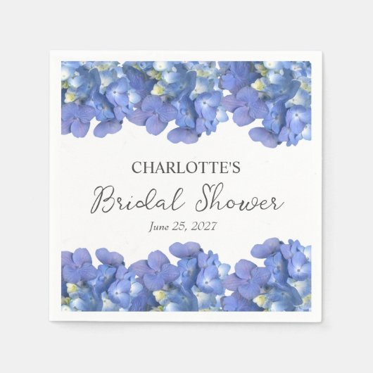 Serviette En Papier Blue Hydrangea Petals Fête des mariées personnalis (Devant)
