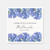 Serviette En Papier Blue Hydrangea Petals Mariages Noms personnalisés (Devant)