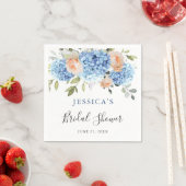 Serviette En Papier Blue Hydrangea Rose Blush Roses Fête des mariées (En situation)