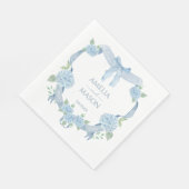 Serviette En Papier Blue Hydrangea Watercolor Crest Paper Wedding (Coin)