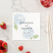 Serviette En Papier Blue Hydrangea Wedding Cocktail (En situation)
