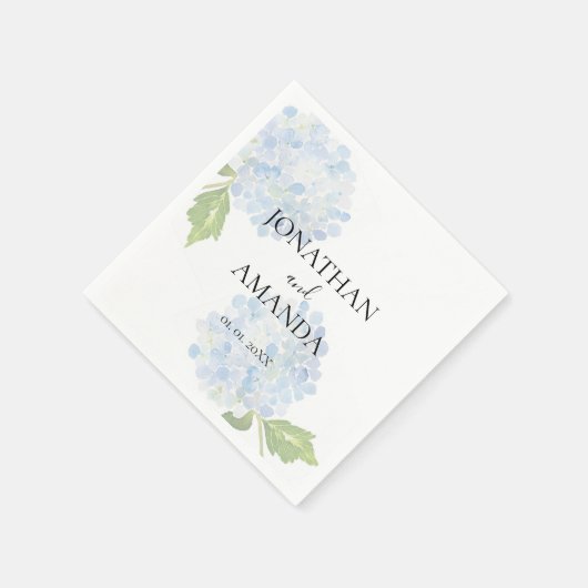 Serviette En Papier Blue Hydrangea Wedding Cocktail (Coin)