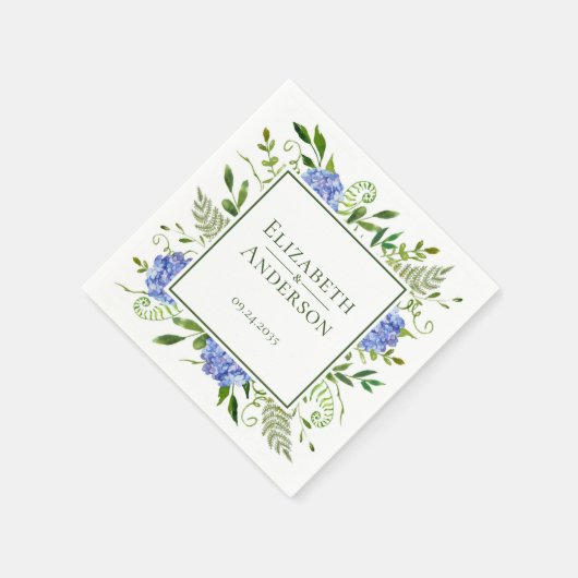 Serviette En Papier Blue Hydrangeas (Coin)