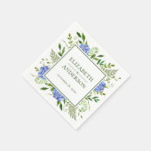 Serviette En Papier Blue Hydrangeas Floral Mariage d'aquarelle (Coin)