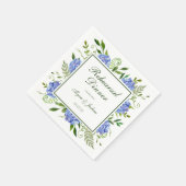 Serviette En Papier Blue Hydrangeas Script Dîner de répétition (Coin)