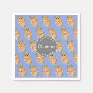 Serviette En Papier Blue I love Hamsters Hamster Motif