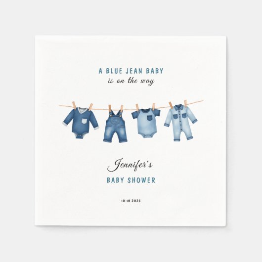 Serviette En Papier Blue Jean Baby Shower - Denim Theme (Devant)