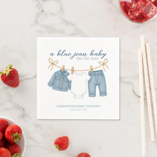 Serviette En Papier Blue Jean Baby sur le chemin Baby shower (En situation)