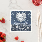 Serviette En Papier Blue Jean Denim & Diamonds Bling Diamond Heart (En situation)