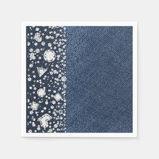 Serviette En Papier Blue Jean Denim & Diamonds Bling Diamond Party (Devant)