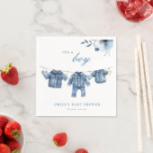 Serviette En Papier Blue Jean Denim Vêtements Baby shower garçon (En situation)