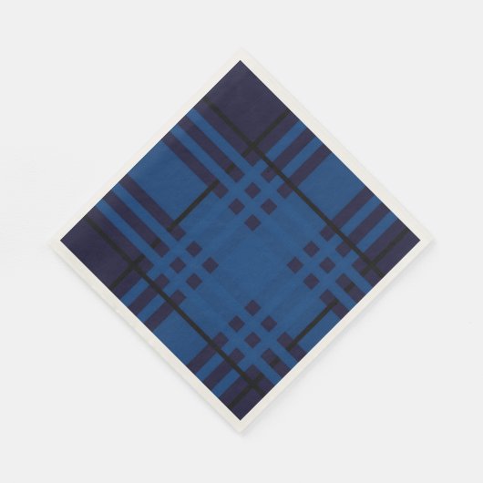 Serviette En Papier Blue Jewel Plaid Tartan Paper Napkin (Coin)