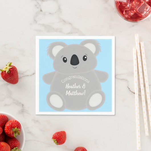 Serviette En Papier Blue Koala Bear Baby shower (En situation)