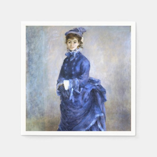 Serviette En Papier Blue Lady Parisienne Renoir Impressionniste Peintu (Devant)