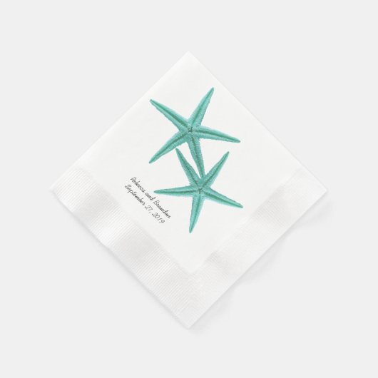 Serviette En Papier Blue Lagoon Starfish Couple Mariage serviettes (Coin)