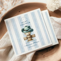 Blue Little Cowboy Baby shower occidental moderne
