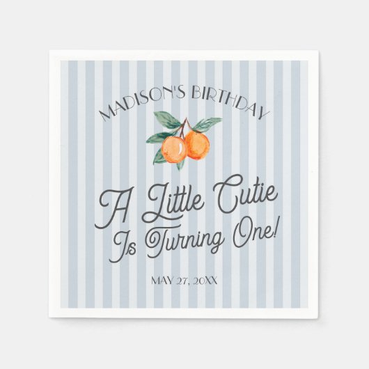 Serviette En Papier Blue Little Cutie Pastel Citrus Anniversaire (Devant)