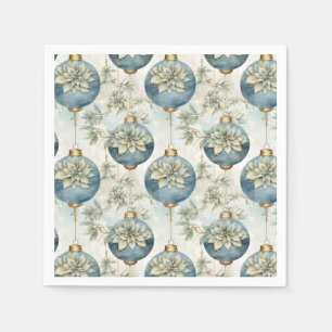 Serviette En Papier Blue Majesty Elegant Bleu Or Splendor Noël