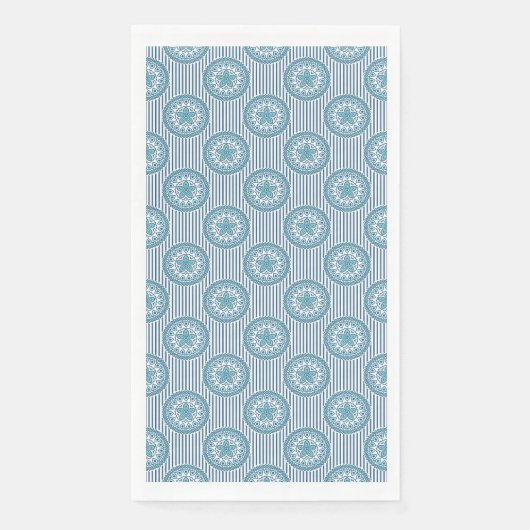 Serviette En Papier Blue mandala pattern on striped background (Devant)