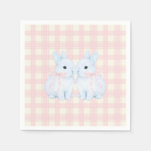 Serviette En Papier Blue Marshmallow Bunny Rabbits Easter (Devant)